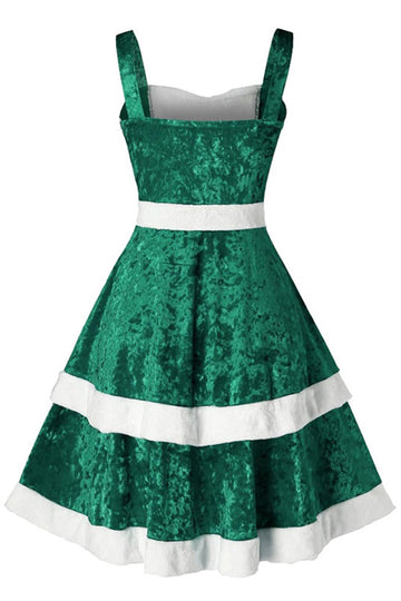 Vestido verde de veludo vintage de Natal